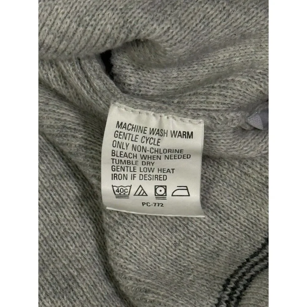 IZOD Mens Mock Neck 1/4 Zip Pullover Sweater XL Grey‎ Cotton Contrast Stitching